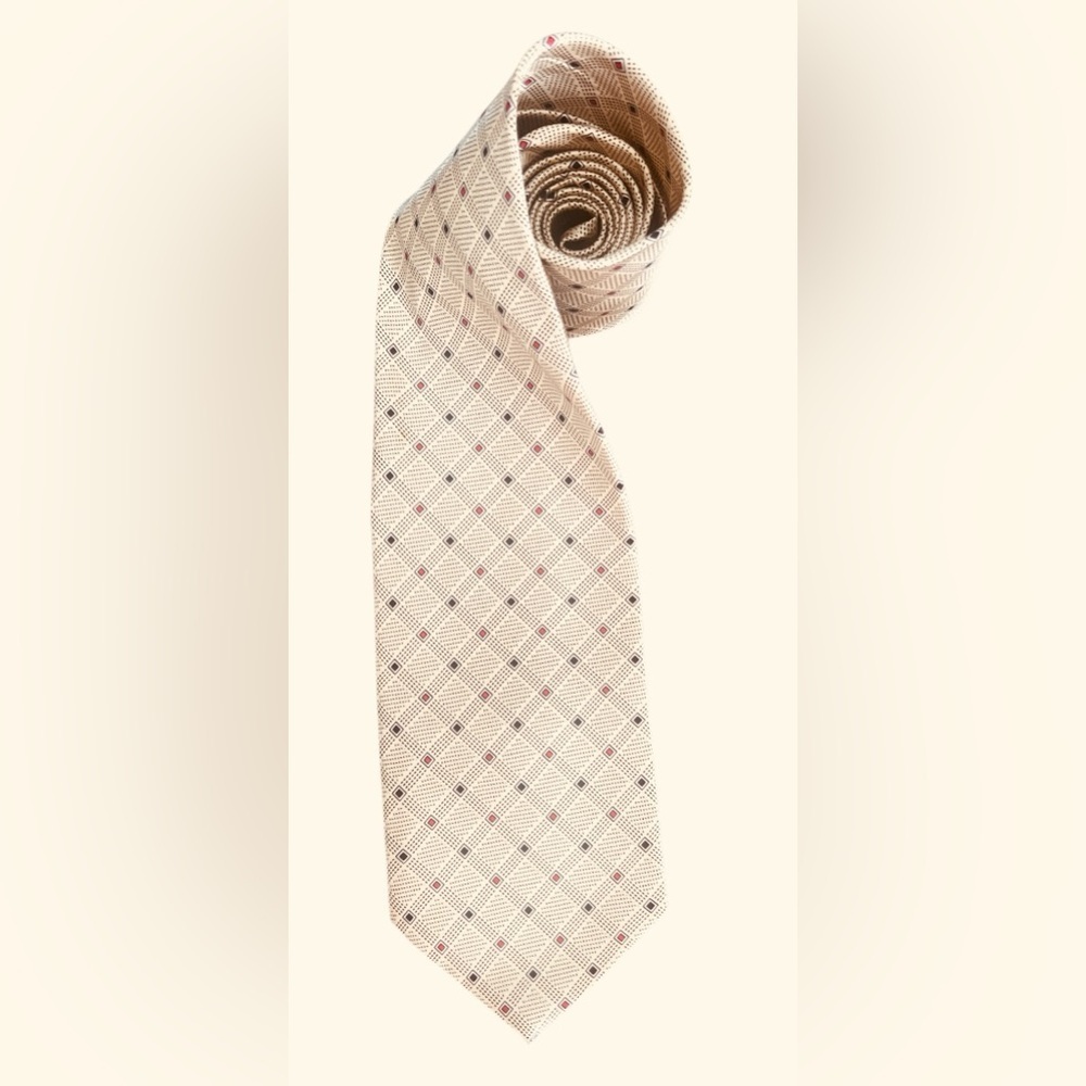 Bordeaux Gold and Blue Checkered Tie